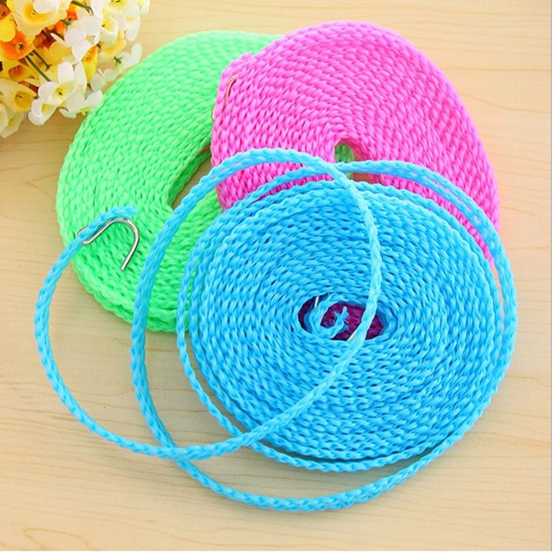 5m Portable Nylon Clothesline – Strong & Durable with Hooks for Indoor & Outdoor Use