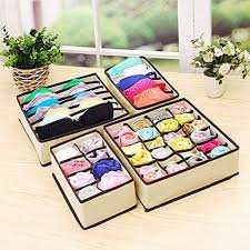 4 Pcs Foldable Drawer Organizer Set – Multi-Compartment Closet Storage Box for Clothes, Underwear, Socks & Accessories